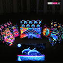 Set of 6 UV Black Light Fluorescent Double Sided Cushion Covers Decorative Throw Pillow Cases